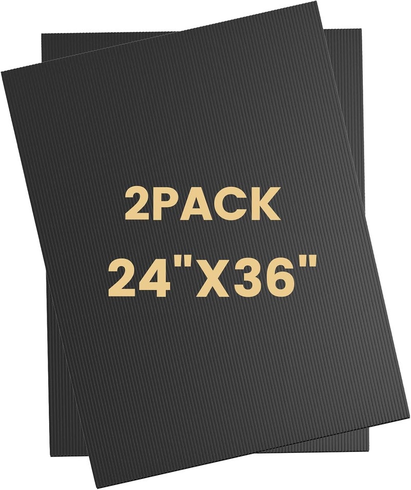 SCZS 2 Pack Corrugated Plastic Board for Indoor and Outdoor Use, 4 Mm Thick Poster Board, 24x36 Inches, Black Plastic Sheets, Waterproof Coroplast Sheets and Blank Yard Signs - Image 1
